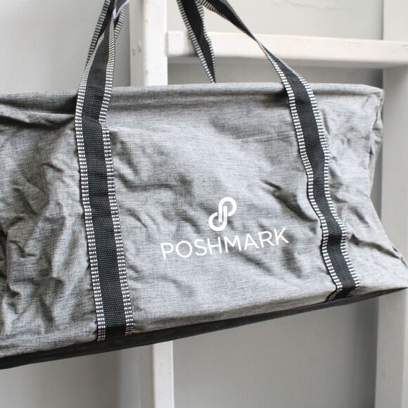 Poshmark Gray Front Pocket Utility Open Double Handle Tote NWOT - Picture 4 of 4